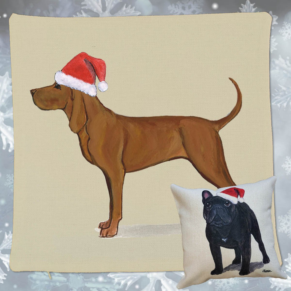 Redbone Coonhound Santa Pillow Cover