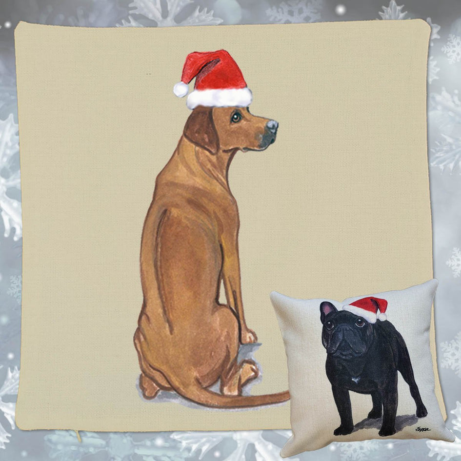 Rhodesian Ridgeback Santa Pillow Cover