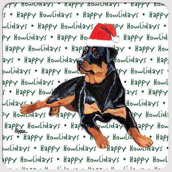 Rottweiler "Happy Howlidays" Coaster