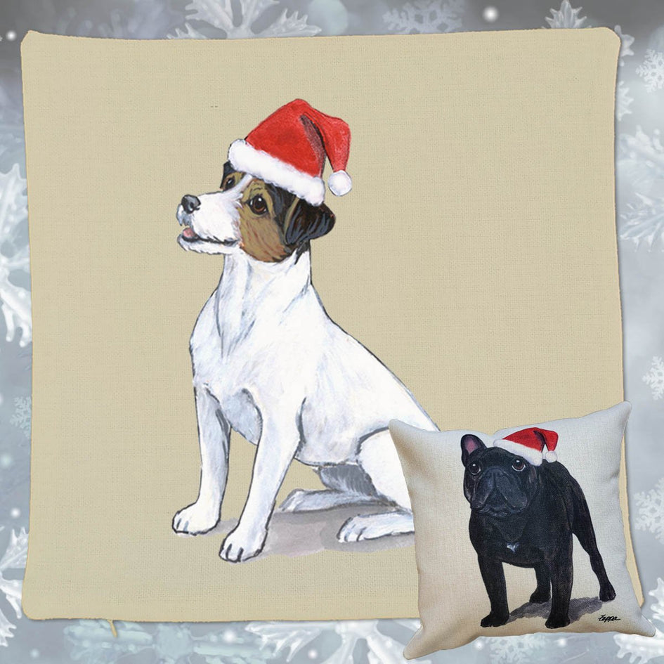 Russell Terrier Santa Pillow Cover