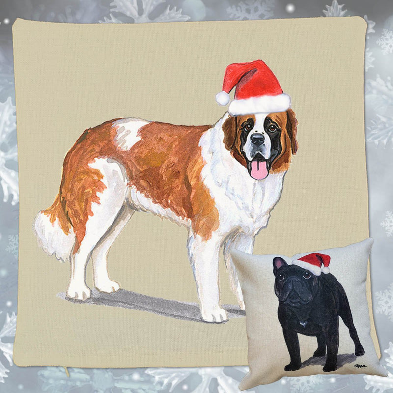 Saint Bernard Santa Pillow Cover