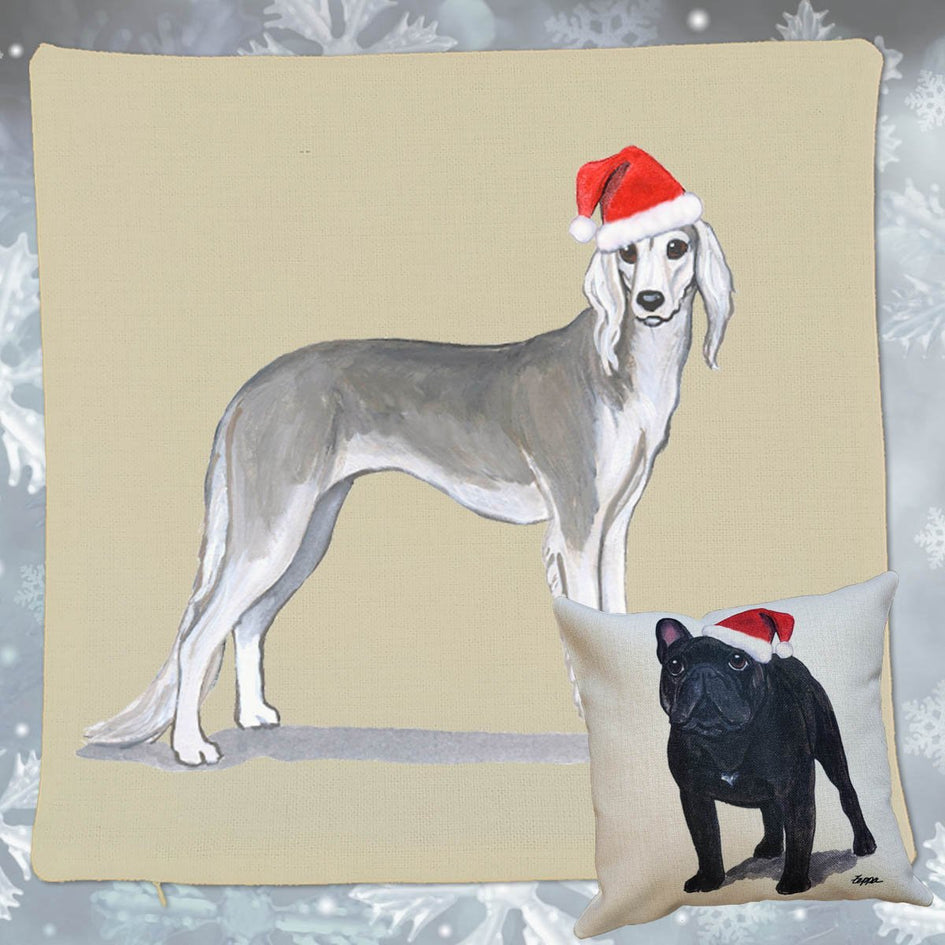 Saluki Santa Pillow Cover