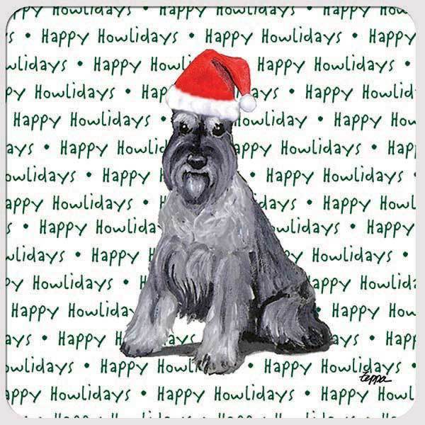 Schnauzer "Happy Howlidays" Coaster