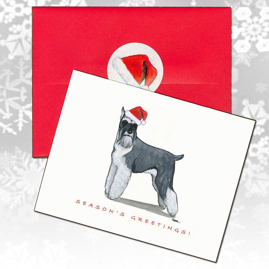 Schnauzer, Standing Christmas Note Cards