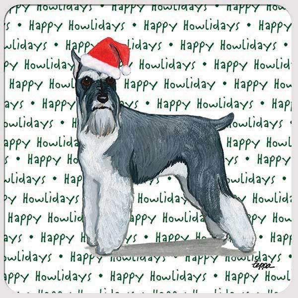 Schnauzer, Standing "Happy Howlidays" Coaster