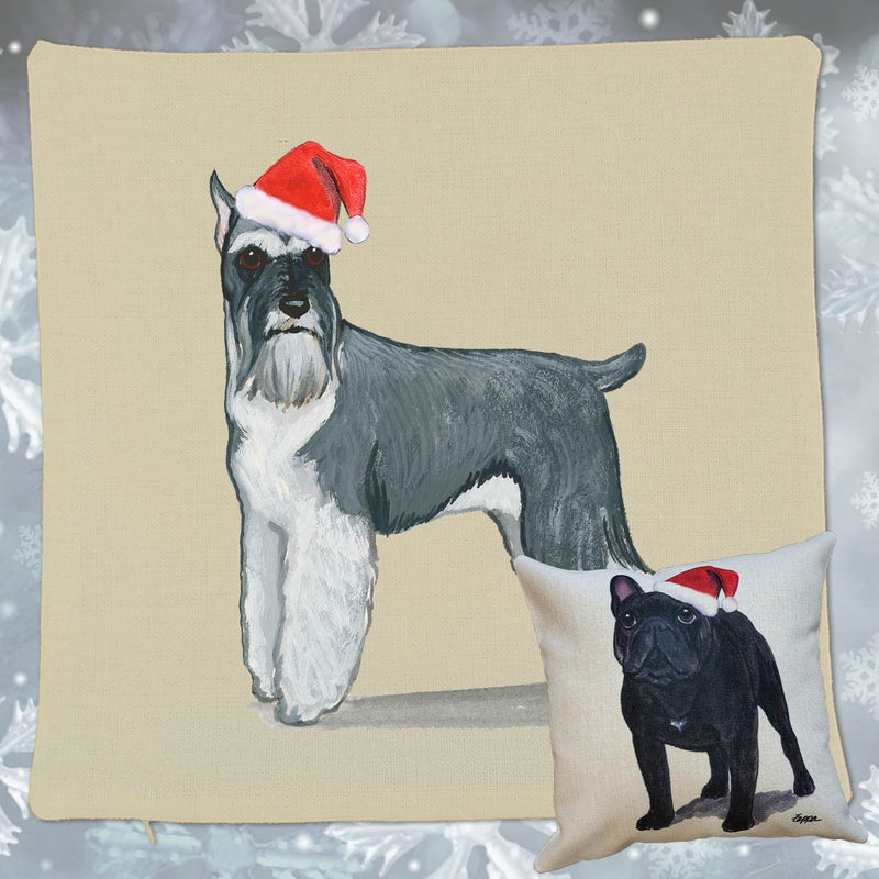 Schnauzer Santa Pillow Cover