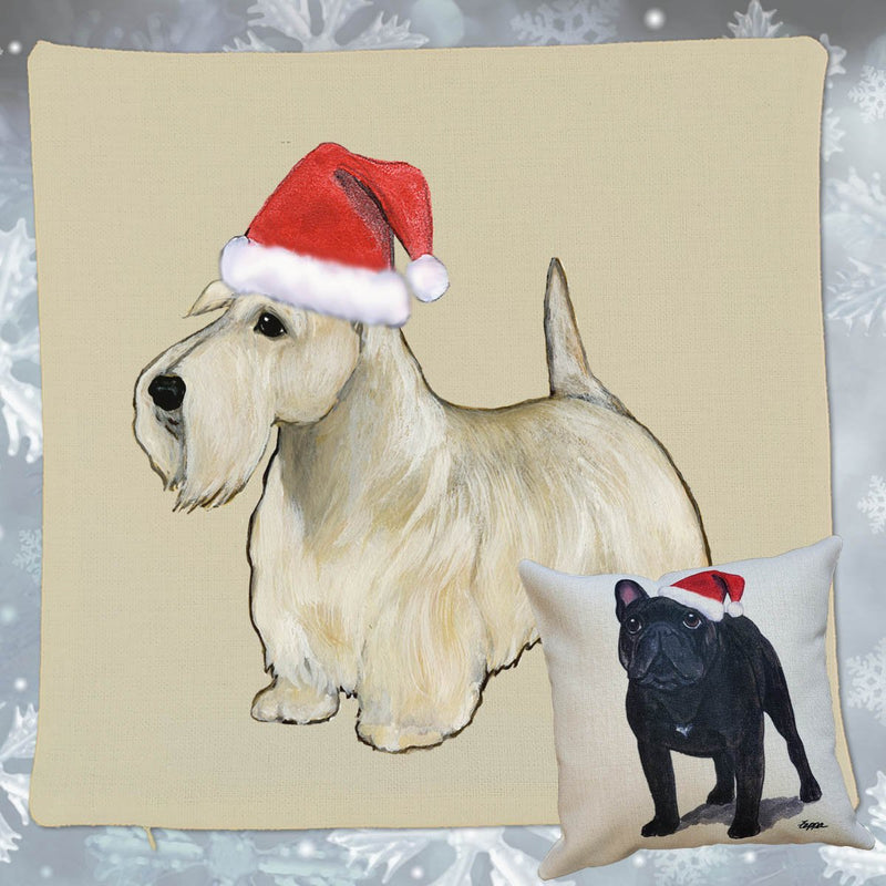 Scottish Terrier Santa Pillow Cover