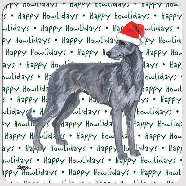 Scottish Deerhound "Happy Howlidays" Coaster