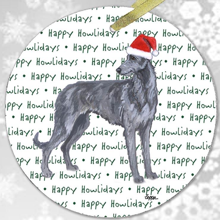 Scottish Deerhound "Happy Howlidays" Ornament