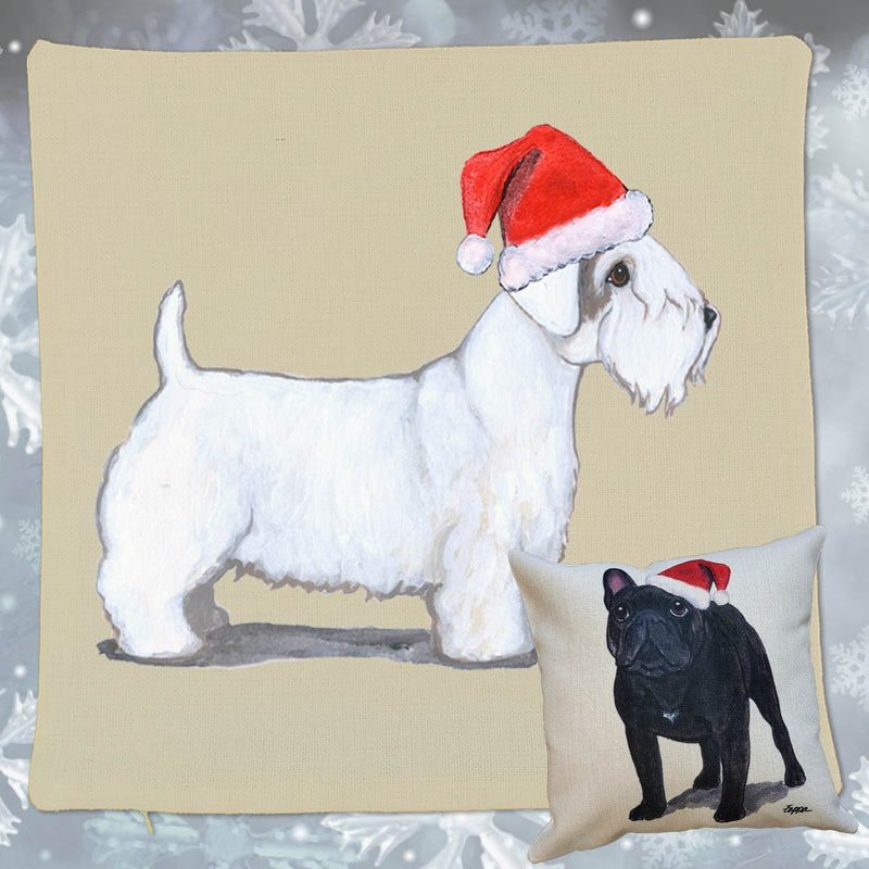 Sealyham Terrier Santa Pillow Cover