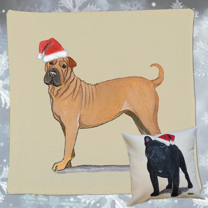 Chinese Shar-Pei Santa Pillow Cover