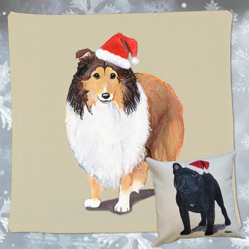 Shetland Sheepdog Santa Pillow Cover