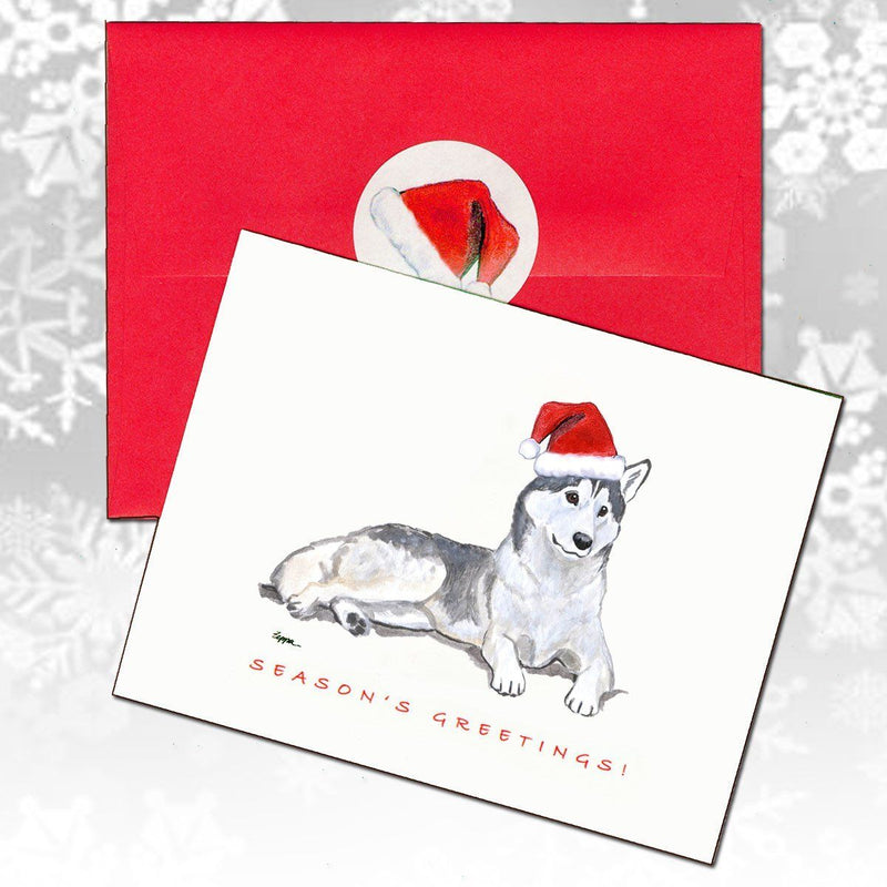 Siberian Husky Christmas Note Cards