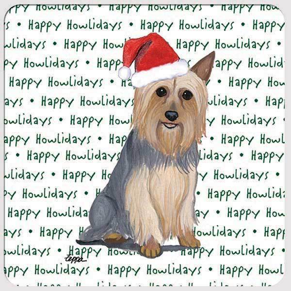 Silky Terrier "Happy Howlidays" Coaster