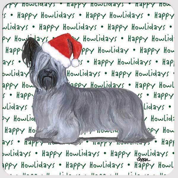 Skye Terrier "Happy Howlidays" Coaster