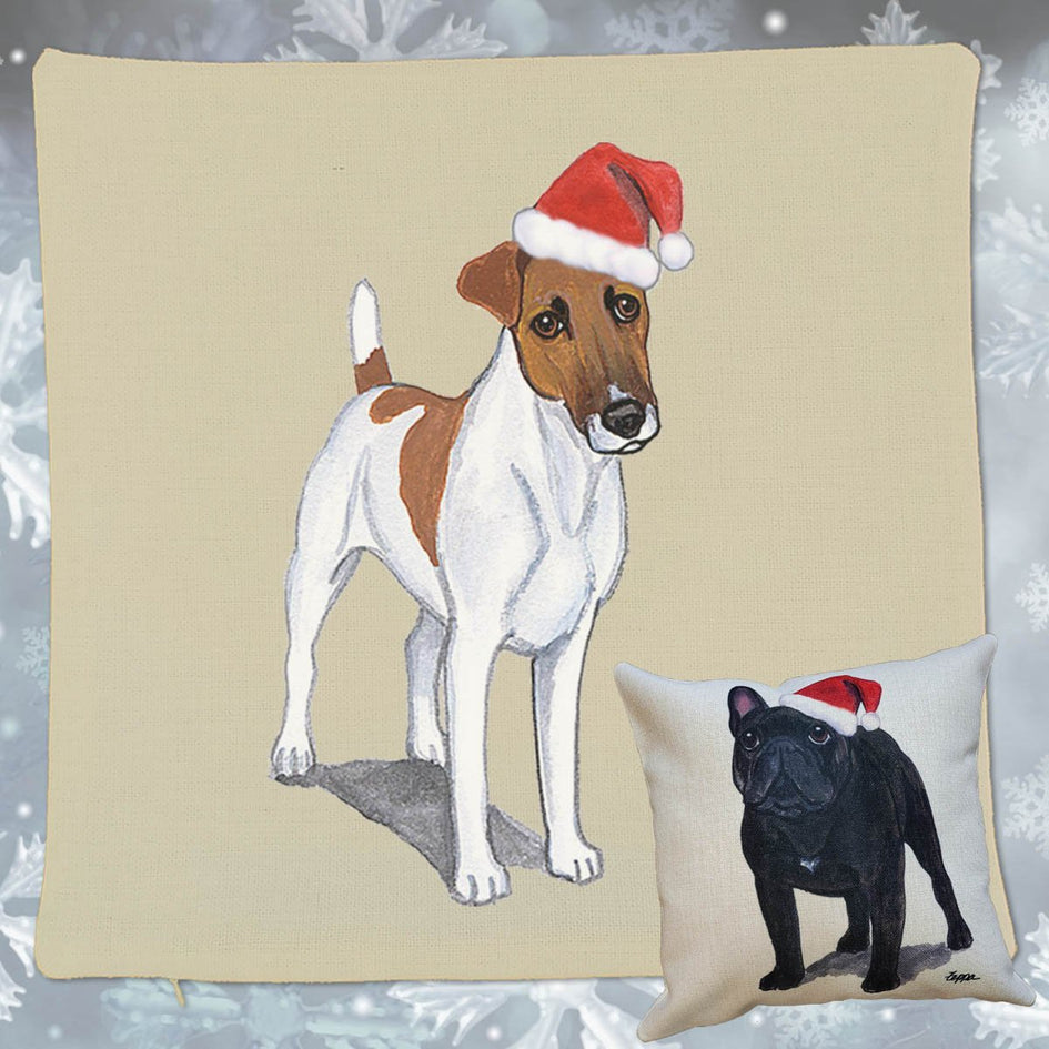 Smooth Fox Terrier Santa Pillow Cover