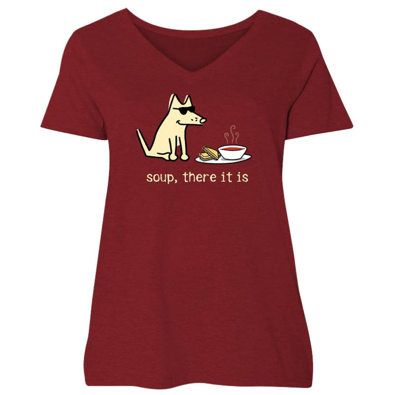 Soup There It Is - Ladies Curvy V-Neck Tee