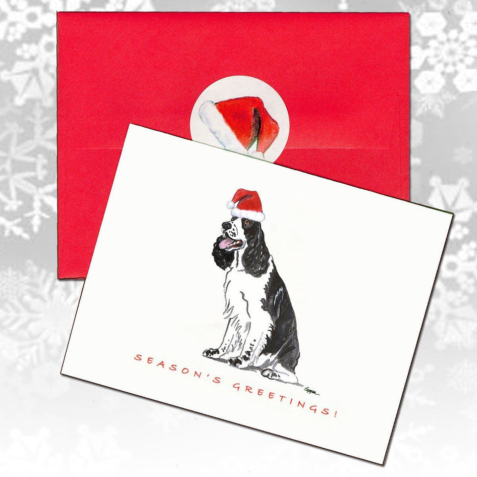 English Springer Spaniel, Black and White Christmas Note Cards