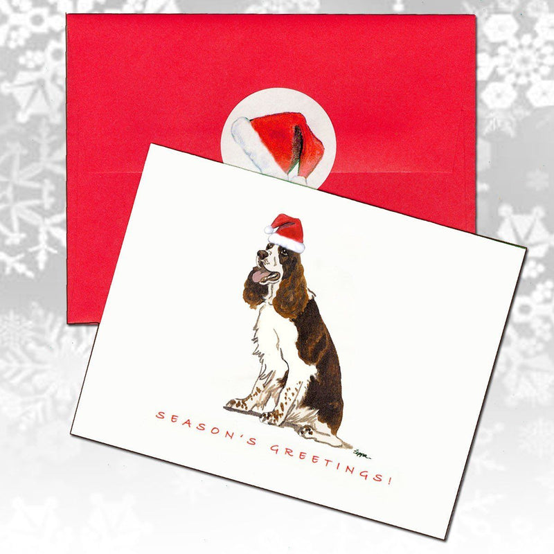 English Springer Spaniel, Liver and White Christmas Note Cards