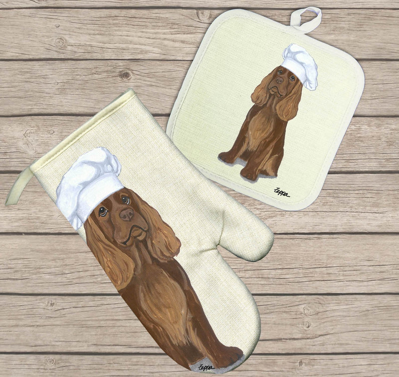 Sussex Spaniel Oven Mitt and Pot Holder