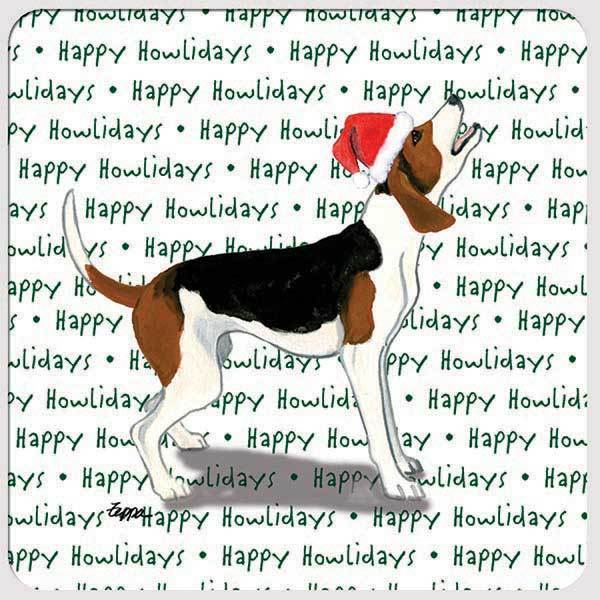 Treeing Walker Coonhound "Happy Howlidays" Coaster