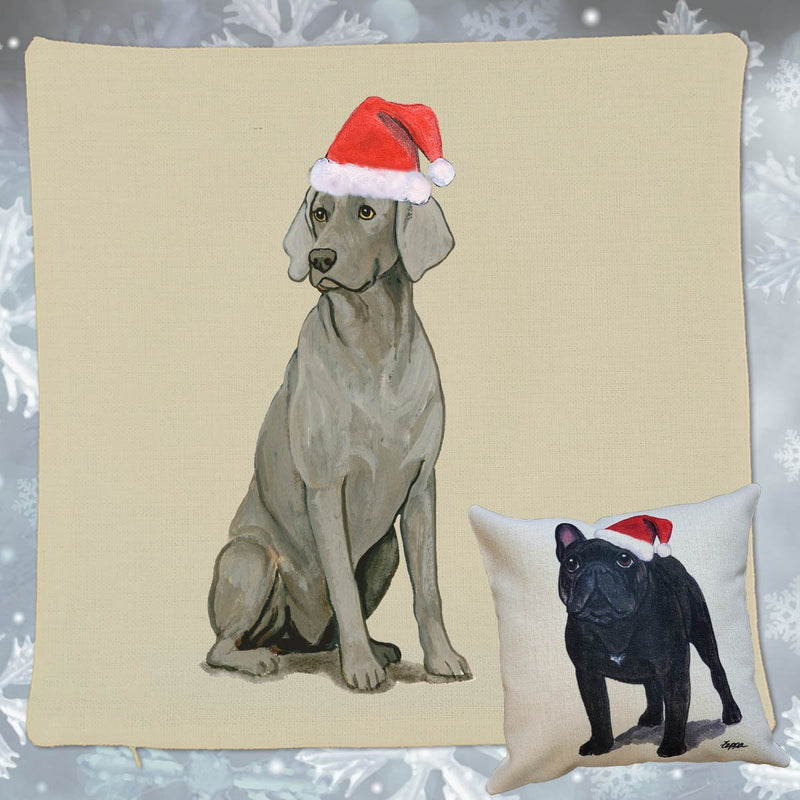 Weimaraner Santa Pillow Cover