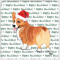 Pembroke Welsh Corgi, Red and White "Happy Howlidays" Coaster