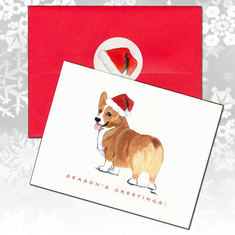 Pembroke Welsh Corgi, Red and White Christmas Note Cards