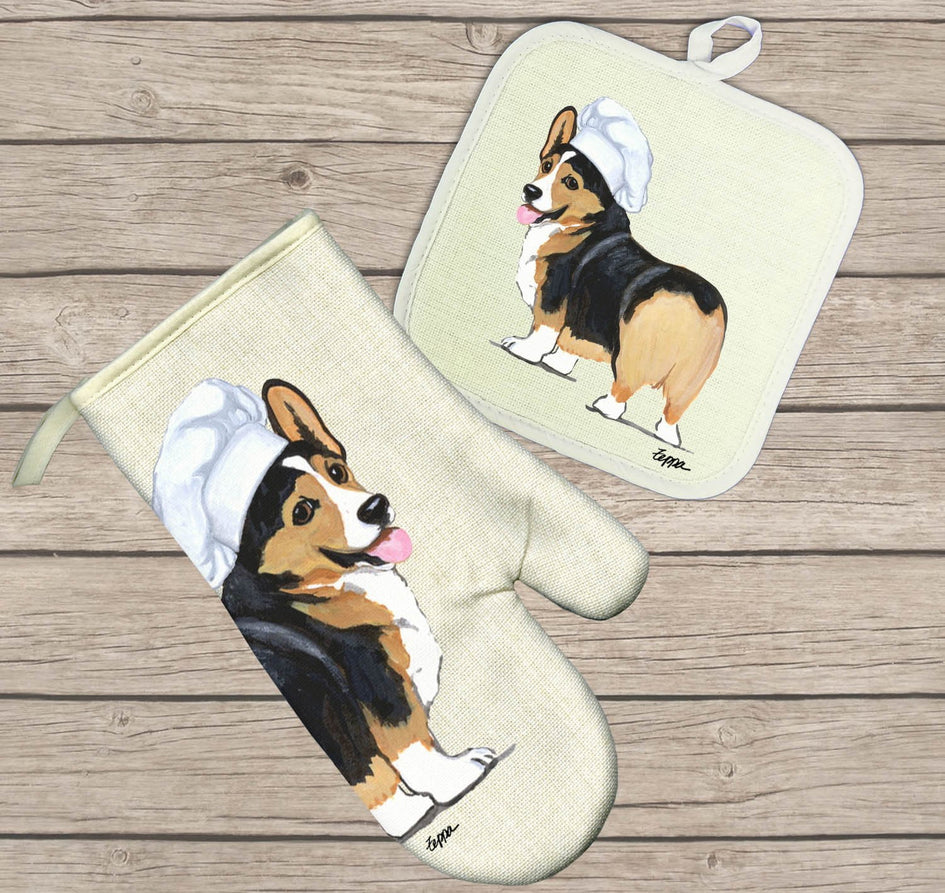 Cute Cartoon Puppy Dog Oven Mitts and Pot Holders Sets of 4 Non