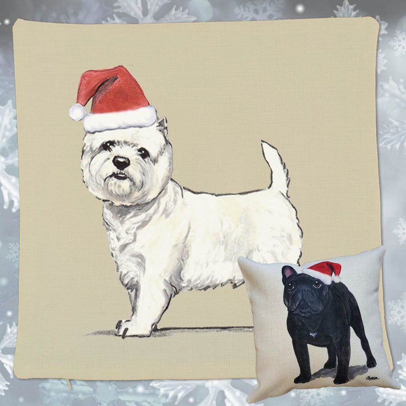 West Highland White Terrier Santa Pillow Cover