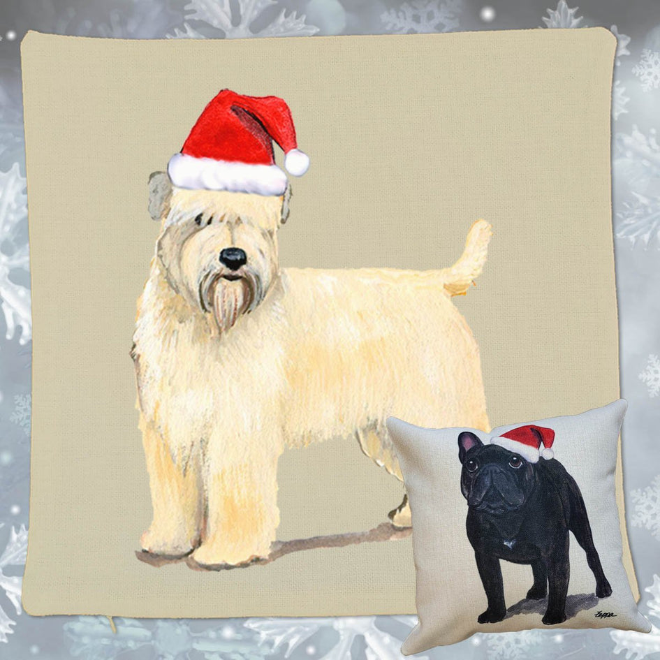 Soft Coated Wheaten Terrier Santa Pillow Cover