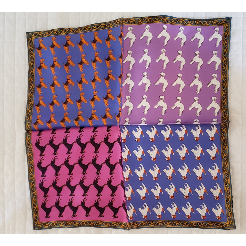 Silk Pocket Square- Russell Terrier, Bedlington Terrier, Manchester Terrier, Welsh Terrier