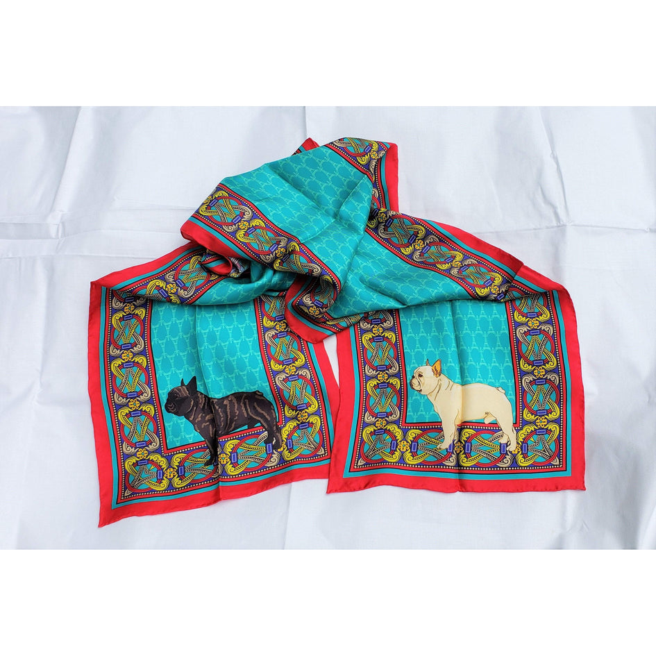 French Bulldog Oblong Silk Scarf