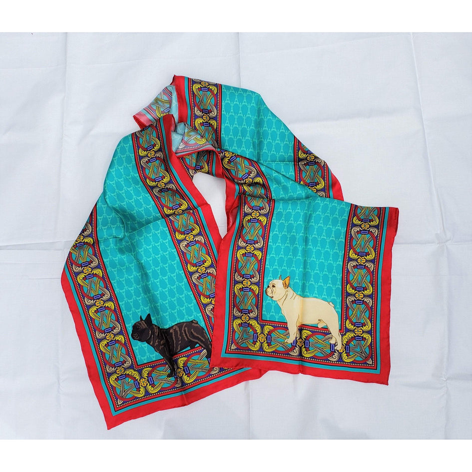 French Bulldog Oblong Silk Scarf