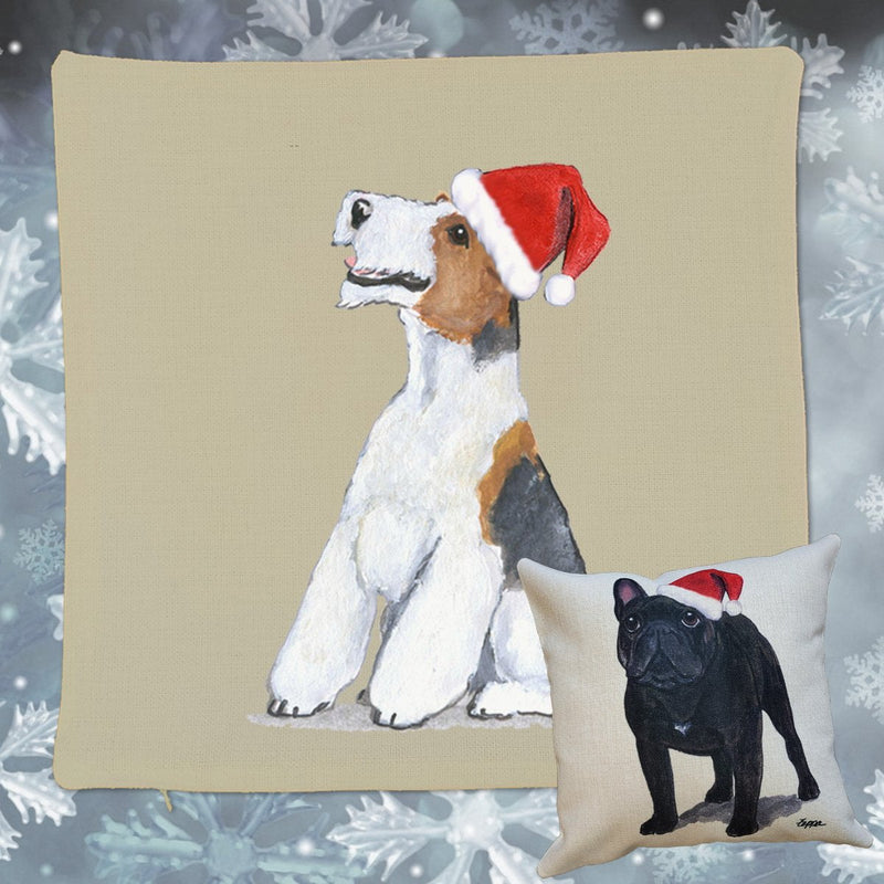 Wire Fox Terrier Santa Pillow Cover